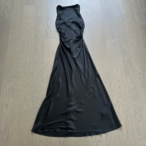 Reformation Casette silk dress black midi open back size 2 - with tags - Picture 2 of 10